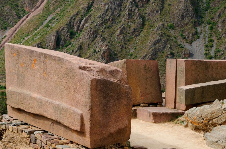 Antigo Sistema Aqueduto Ollantaytambo Peru Imagem de Stock